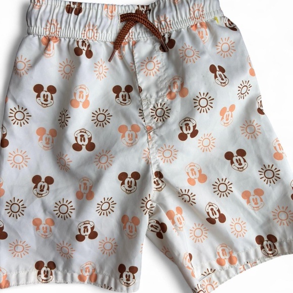 Disney Brown and White Mickey Mouse Toddler Swim Trunks 4T - Picture 3 of 6